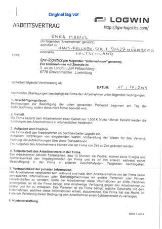 Postadresse arbeitvertrag