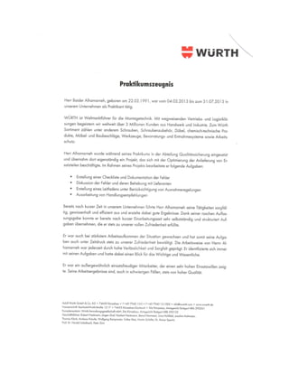 Wuerth Recommendation letter ( Deutsch)