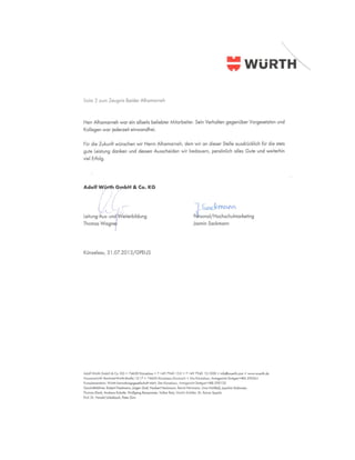 Wuerth Recommendation letter ( Deutsch) | PDF