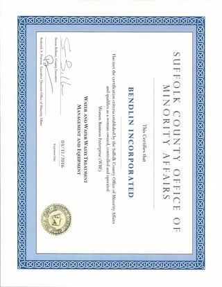 WBE Suffolk County Certificate