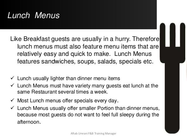 dinner menu for guests