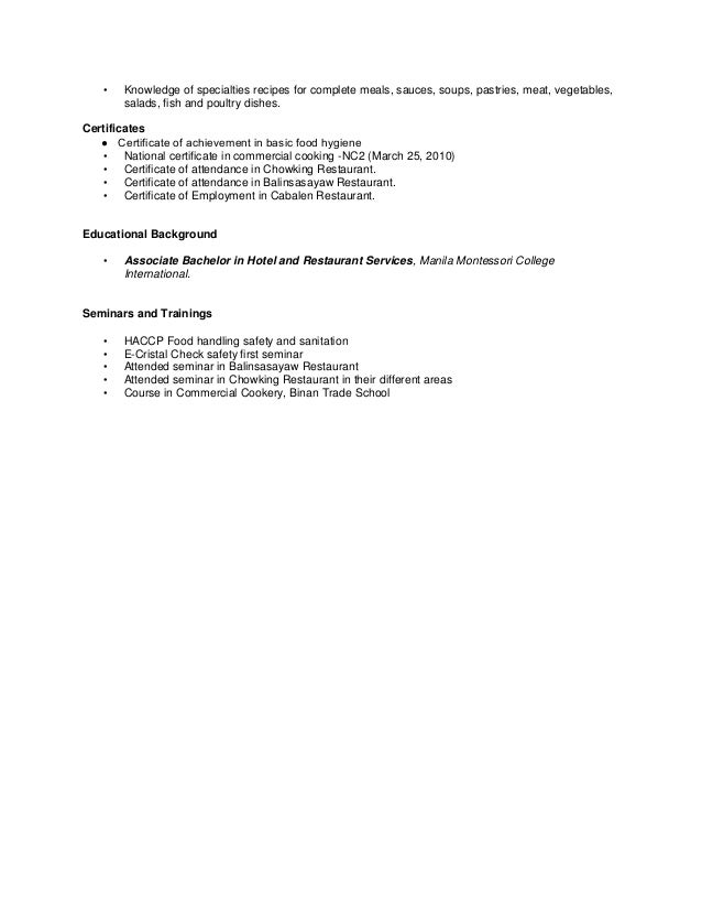 chowking certificate of employment