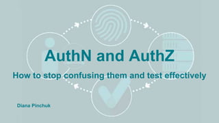 AuthN and AuthZ
How to stop confusing them and test effectively
Diana Pinchuk
 