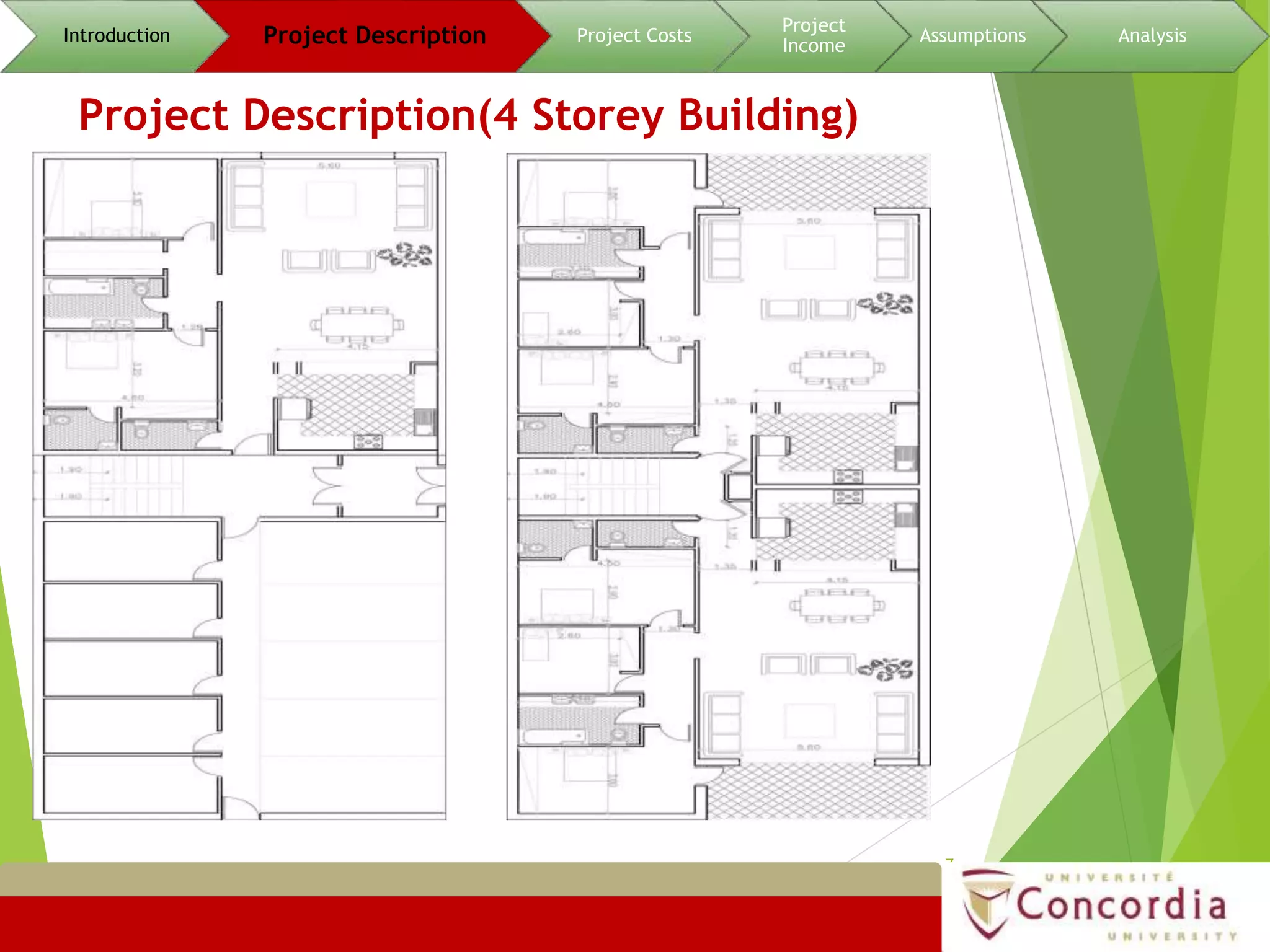 Project Description(4 Storey Building)
7
Introduction Project Description Project Costs
Project
Income
Assumptions Analysis
 