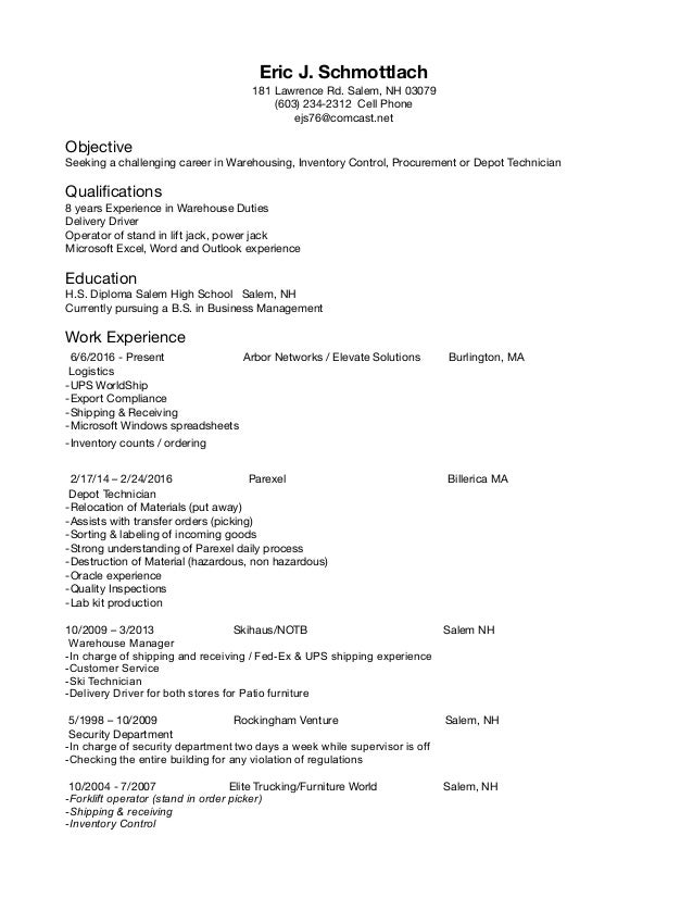 furniture delivery resume