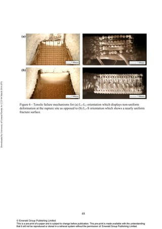 48
Figure 6 - Tensile failure mechanisms for (a) L1-L2 orientation which displays non-uniform
deformation at the rupture site as opposed to (b) L1-S orientation which shows a nearly uniform
fracture surface.
DownloadedbyUniversityofCentralFloridaAt12:2504March2016(PT)
 