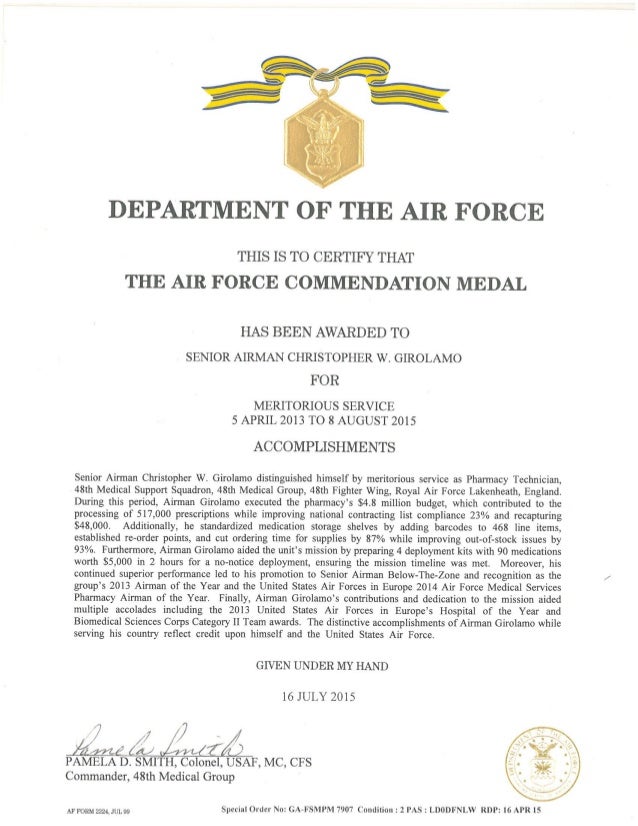 Air Force Commendation Medal Template Air Force Commendation Medal Template