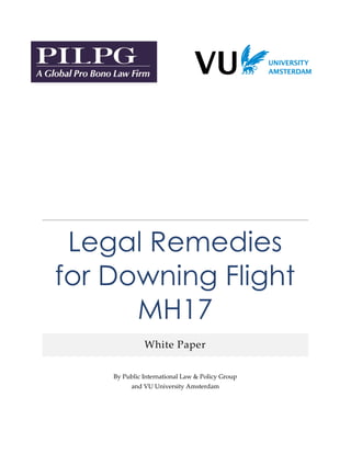 Legal Remedies
for Downing Flight
MH17
White Paper
By Public International Law & Policy Group
and VU University Amsterdam
 