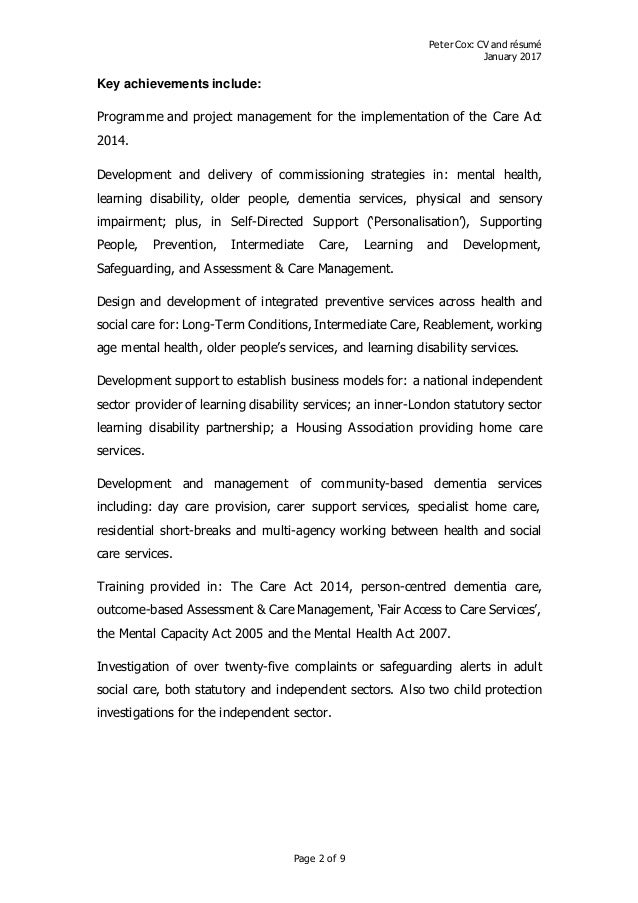social care cv