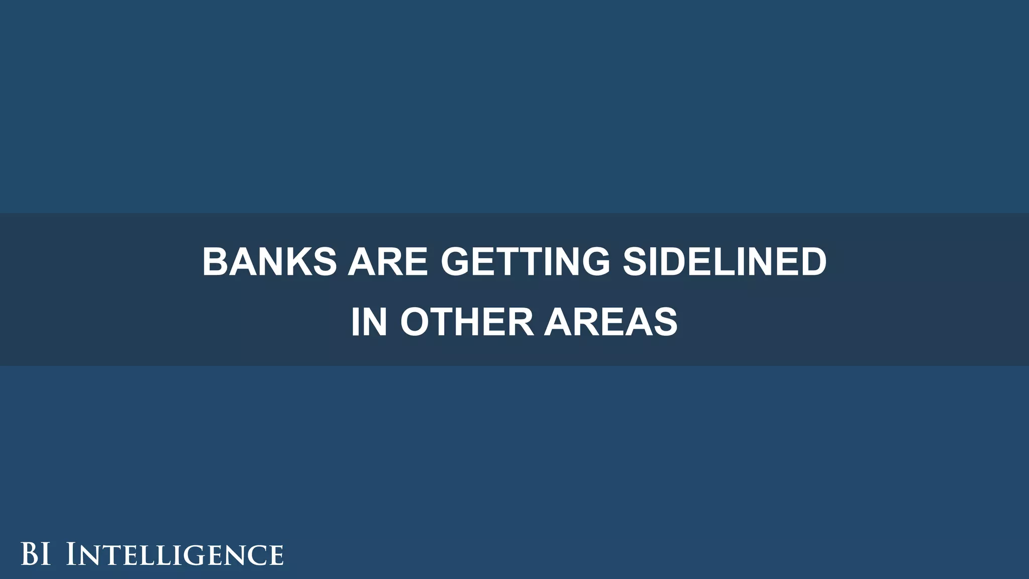 BANKS ARE GETTING SIDELINED
IN OTHER AREAS
 