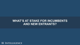 WHAT’S AT STAKE FOR INCUMBENTS
AND NEW ENTRANTS?
 