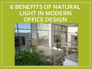 6 BENEFITS OF NATURAL
LIGHT IN MODERN
OFFICE DESIGN
 
