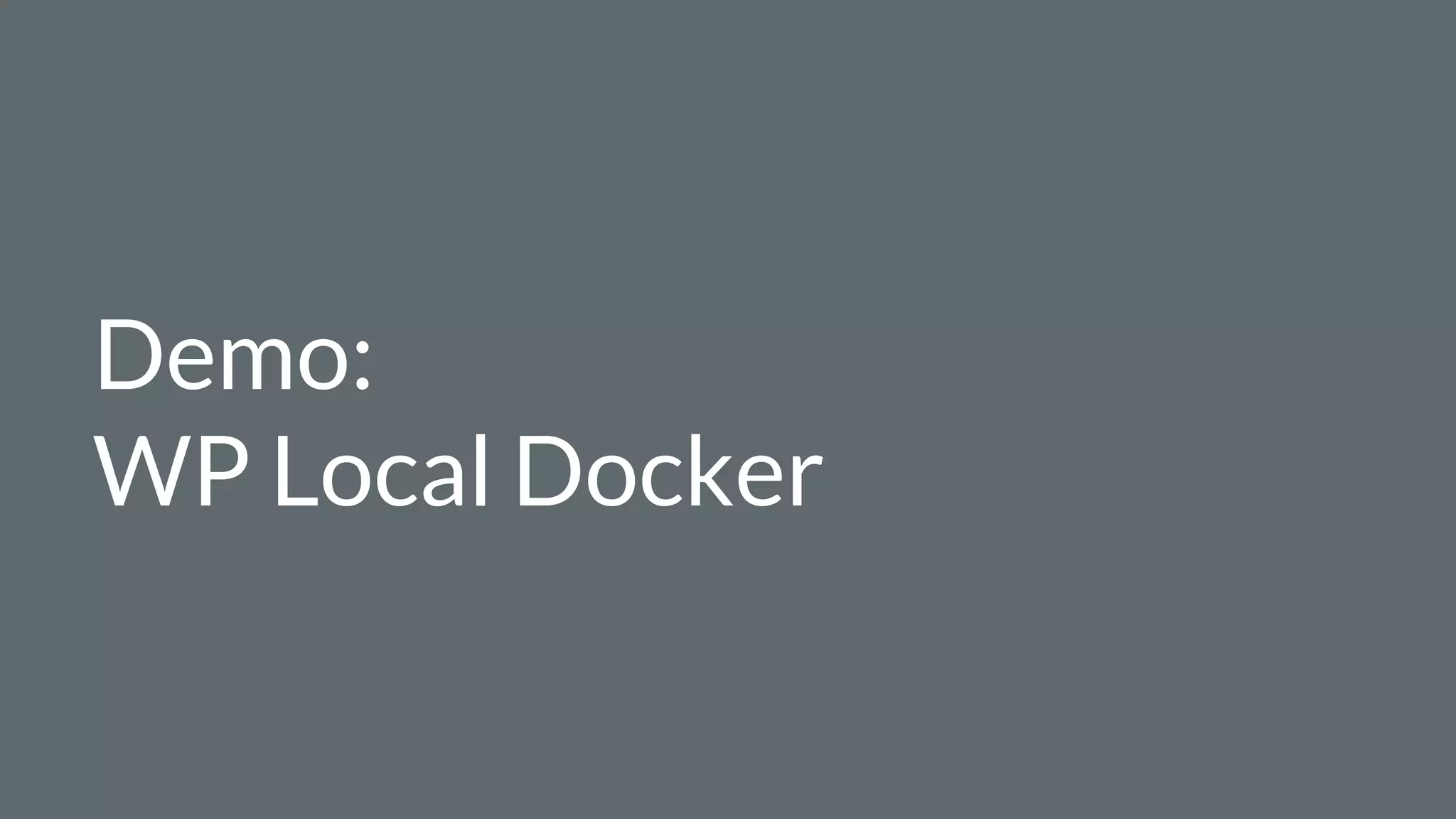 Demo:
WP Local Docker
 
