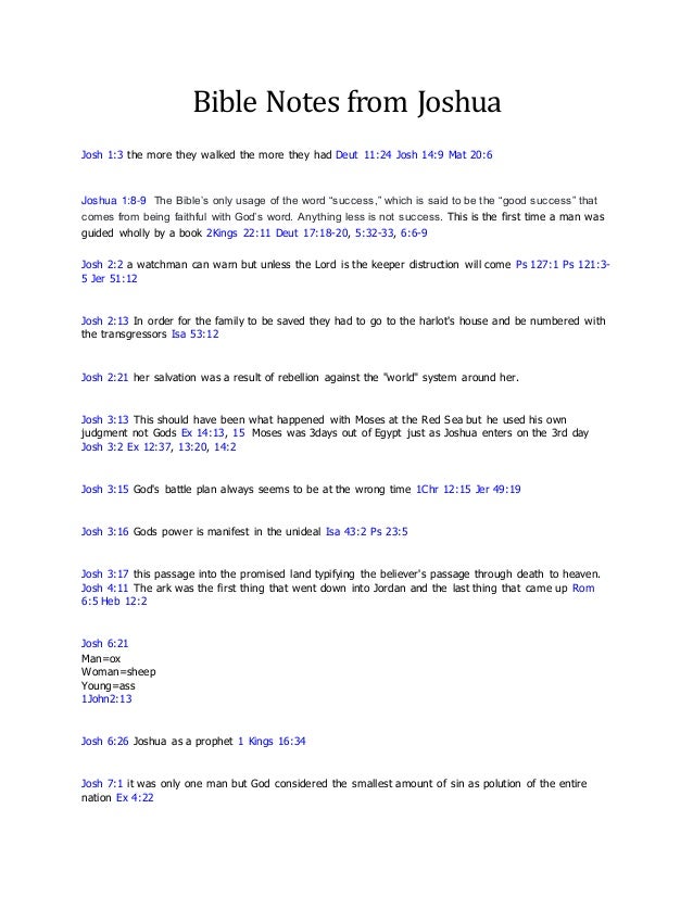Bible Notes From Joshua