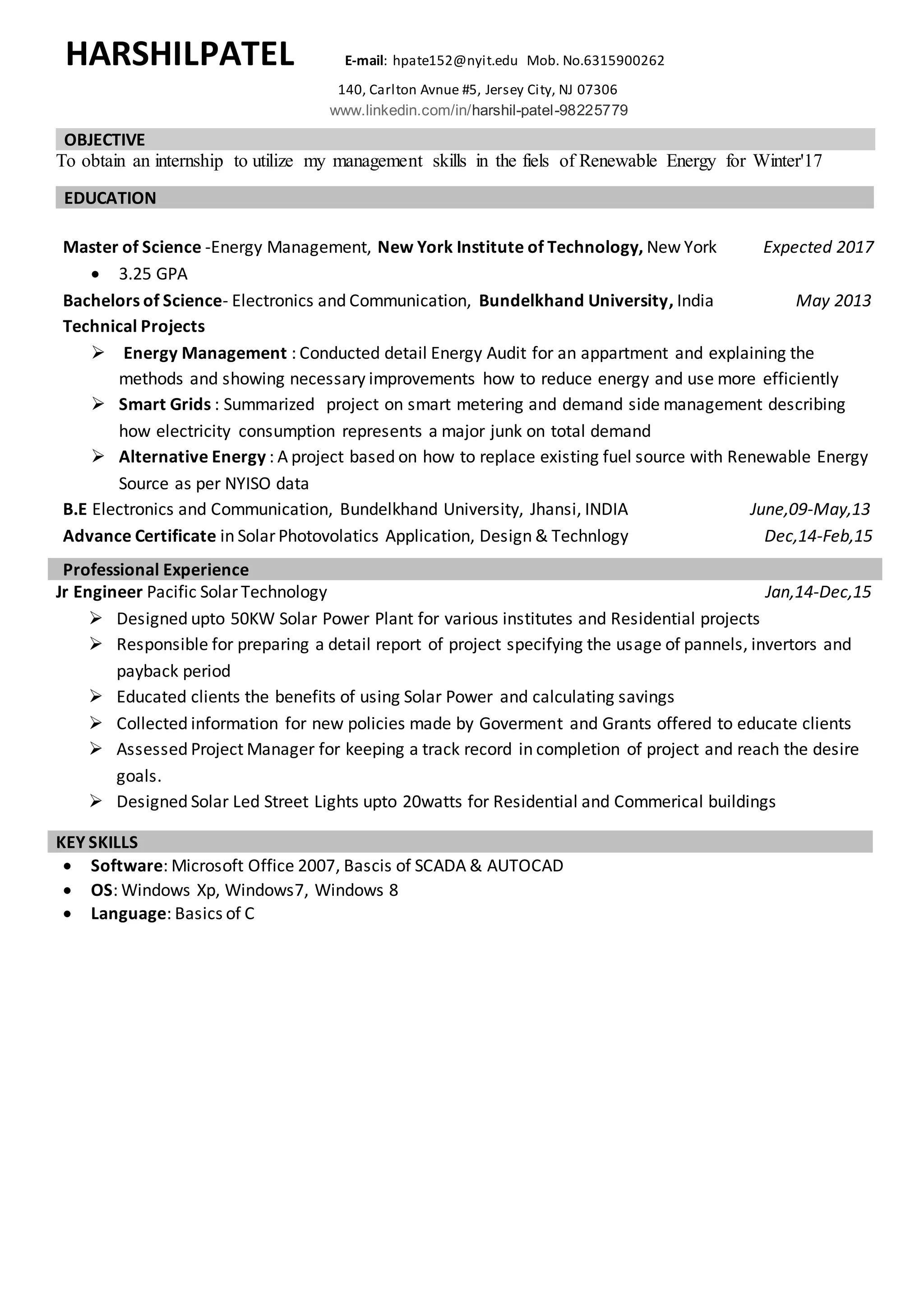 harshil final resume (1) | PDF