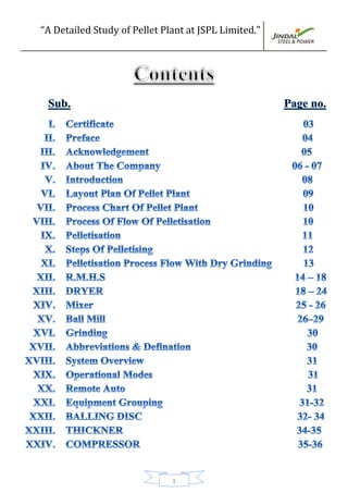 “A Detailed Study of Pellet Plant at JSPL Limited.”
1
 