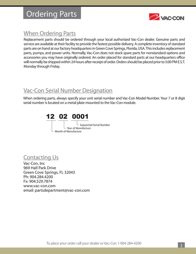VacCon Parts Catalog PDF