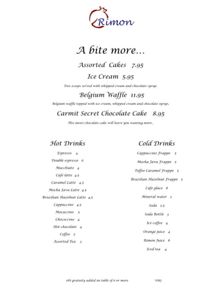 Rimon Dinner Menu | PDF