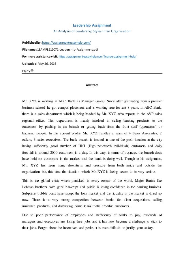 Leadership assignment mba image