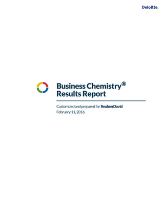 BusinessChemistry
Results Report
CustomizedandpreparedforReubenDavid
February11,2016
®
 