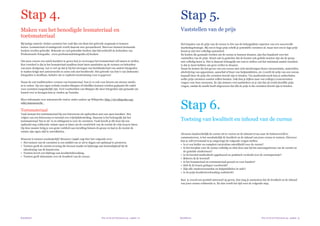 Kunstfactor					 	 	 Hoe zet ik een fotocursus op - pagina Kunstfactor						 	 Hoe zet ik een fotocursus op - pagina
Stap 4.
Maken van het benodigde lesmateriaal en
toetsmateriaal
Bij lastige materie vinden cursisten het vaak fijn om thuis het geleerde nogmaals te kunnen
inzien. Lesmateriaal of naslagwerk wordt daarom zeer gewaardeerd. Hiervoor kunnen bestaande
boeken worden gebruikt. Bekende en veel gebruikte boeken zijn bijvoorbeeld de lesboeken van
Professionele Fotografie: www.professionelefotografie.nl/boeken
Om jouw cursus een uniek karakter te geven kun je overwegen het lesmateriaal zelf samen te stellen.
Een voordeel is dat je het lesmateriaal naadloos kunt laten aansluiten op de wensen en behoeften
van jouw doelgroep. Let er wel op dat je bij het invoegen van beeldmateriaal van andere fotografen
te maken krijgt met auteursrecht en soms ook met beeldrecht. Het gebruik van foto’s van (bekende)
fotografen is strafbaar, behalve als er expliciet toestemming voor is gegeven!
Naast de wat traditionelere vormen van lesmateriaal kun je er ook voor kiezen om nieuwe media
in te zetten. Op een eigen website zouden filmpjes of tekstfiles kunnen worden geplaatst die enkel
voor cursisten toegankelijk zijn. Veel voorbeelden van filmpjes die door fotografen zijn gemaakt om
lesstof over te brengen kun je vinden op Youtube.
Meer informatie over auteursrecht vind je onder andere op Wikipedia: http://nl.wikipedia.org/
wiki/Auteursrecht
Toetsmateriaal
Vaak bestaat het toetsmateriaal bij een fotocursus uit opdrachten met een open karakter. Het
volgen van een fotocursus is meestal een vrijetijdsbesteding. Daarom is het belangrijk dat het
toetsmateriaal ‘fun to do’ is en uitdagend is voor de cursisten. Vaak bereik je dit door bij een
opdracht nog voldoende ruimte open te laten om de creativiteit van de cursist de vrije loop te laten.
Op deze manier krijg je een grote variëteit aan invulling binnen de groep en laat je de cursist de
ruimte zijn eigen stijl te ontwikkelen.
Waarom is toetsen noodzakelijk? Brouwer (1996) zegt hier het volgende over:
Het toetsen van de cursisten is een middel om ze uit te dagen om optimaal te presteren.•	
Toetsen geeft de cursist ervaring die bewust maakt en bijdraagt aan bestendigheid bij de 		•	
	 uitoefening van de kunstvorm.
Toetsen levert een bijdrage aan kwaliteitsbewaking.•	
Toetsen geeft informatie over de kwaliteit van de cursus.•	
14
Stap 5.
Vaststellen van de prijs
Het bepalen van de prijs van de cursus is één van de belangrijkste aspecten van een succesvolle
marketingstrategie. Bij een te hoge prijs schrik je potentiële cursisten af, maar met een te lage prijs
benut je niet het volledige potentieel.
De kosten die gemaakt worden om de cursus te kunnen draaien, zijn dus bepalend voor het
vaststellen van de prijs. Houd ook in gedachte dat de kosten ook gedekt moeten zijn als de groep
niet volledig bezet is. Het is daarom belangrijk om vast te stellen wat het minimaal aantal cursisten
is dat je moet hebben om geen verlies te draaien.
Naast de kosten die het geven van een cursus met zich meebrengen (huur cursusruimte, materialen,
afschrijving van apparatuur, aanschaf of huur van hulpmiddelen, etc.) wordt de prijs van een cursus
bepaald door de prijs die cursisten bereid zijn te betalen. Via marktonderzoek kun je achterhalen
welke prijs cursisten zouden willen betalen. Ook kun je kijken naar wat collega’s/concurrenten
vragen voor hun cursussen. Er zijn immers veel aanbieders en je ziet dat zij veelal dezelfde prijs
vragen, omdat de markt heeft uitgewezen dat dát de prijs is die cursisten bereid zijn te betalen.
Stap 6.
Toetsing van kwaliteit en inhoud van de cursus
Alvorens daadwerkelijk de cursus uit te voeren en de inhoud ervan naar de buitenwereld te
communiceren, is het noodzakelijk de kwaliteit en de inhoud van jouw cursus te toetsen. Hiervoor
kan je zelf (of iemand in je omgeving) de volgende vragen stellen:
Is er een helder en compleet curriculum ontwikkeld voor de cursus?•	
Is het leerplan voor de cursus volledig en sluit deze aan bij het aanvangsniveau van de cursist en 	•	
	 de gestelde eindtermen?
Is de leerstof methodisch opgebouwd en praktisch verdeeld over de cursusperiode?•	
Beheers ik de leerstof?•	
Is het lesmateriaal en toetsmateriaal gereed en voor handen?•	
Heb ik de lessen gedegen voorbereid?•	
Zijn alle randvoorwaarden en hulpmiddelen in orde?•	
Is de prijs-kwaliteitverhouding realistisch?•	
Kun je overal een positief antwoord op geven, dan mag je aannemen dat de kwaliteit en de inhoud
van jouw cursus voldoende is. En dan wordt het tijd voor de volgende stap.
15
 