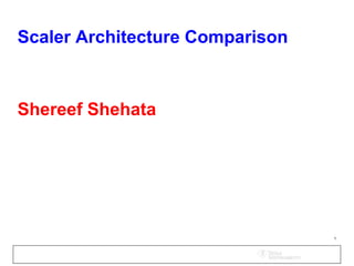 1
Scaler Architecture Comparison
Shereef Shehata
 