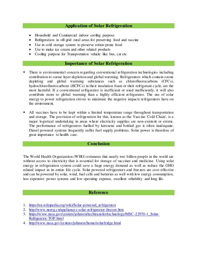 Solar Refrigeration System