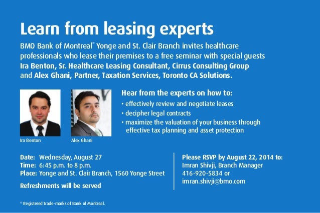 bmo yonge st clair small business event invite business event invitation