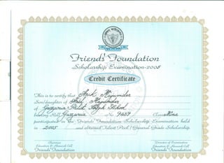Friends foundation Certificate