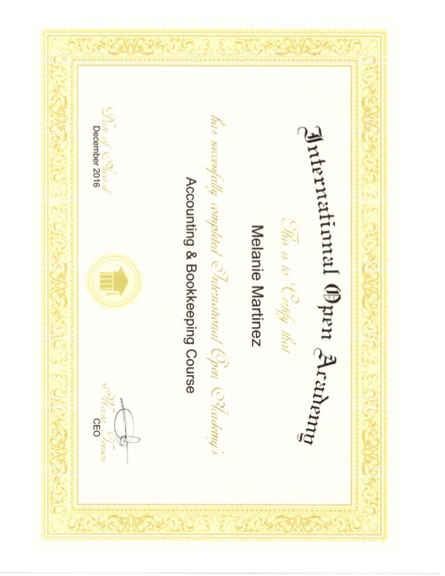 IOA Certificate for Accounting Bookkeeping