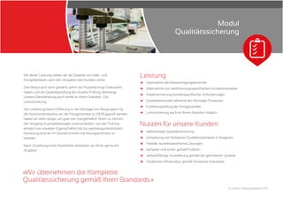 11 | Oskar Rüegg Bulgaria LTD
Mit dieser Leistung stellen wir die Qualität von Halb- und
Fertigfabrikaten nach den Vorgaben des Kunden sicher.
Das Modul wird dann gewählt, wenn die Produkte enge Toleranzen
haben und die Qualitätsprüfung die visuelle Prüfung übersteigt.
Unsere Dienstleistung auch direkt an Ihrem Standort: Die
Lohnsortierung
Von unserer grossen Erfahrung in der Montage von Baugruppen für
die Automobilindustrie, wo die Fertigprodukte zu 100% geprüft werden,
haben wir alles nötige, um gute von mangelhaften Teilen zu trennen.
Der Vorgang ist projektbezogen unterschiedlich: von der Prüfung
anhand von visuellen Eigenschaften bis zur werkzeugunterstützten
Sortierung sind wir im Stande schnell und lösungsorientiert zu
handeln.
Nach Zustellung eines Musterteils erarbeiten wir Ihnen gerne ein
Angebot.
и
и
и
и
и
и
Übernahme der Wareneingangskontrolle
Übernahme von zertifizierungsspezifischen Kundenstandards
Implementierung kundenspezifischer Anforderungen
Qualitätskontrolle während des Montage-Prozesses
Funktionsprüfung der Fertigprodukte
Lohnsortierung auch an Ihrem Standort möglich
Nutzen für unsere Kunden
и
и
и
и
и
и
selbständige Qualitätssicherung
Umsetzung von Schweizer Qualitätsstandards in Bulgarien
Flexible, kundenspezifische Lösungen
komplett und sicher gemäß Prüfplan
verkaufsfertige Auslieferung gemäß der geforderten Qualität
modernste Infrastruktur gemäß Schweizer Standards
«Wir übernehmen die Komplette
Qualitätssicherung gemäß Ihren Standards.»
Leistung
Modul
Qualitätssicherung
 