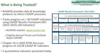 What is Being Tracked?
• ReSAKSS provides data & knowledge
products to inform CAADP processes
• Tracks progress on > 30 CA...