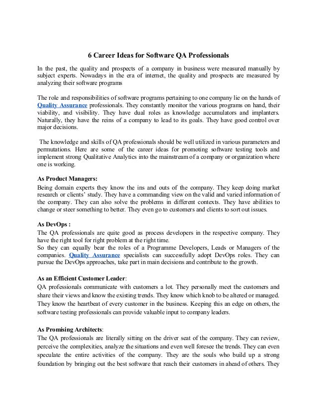 6 career ideas for software qa professionals career ideas