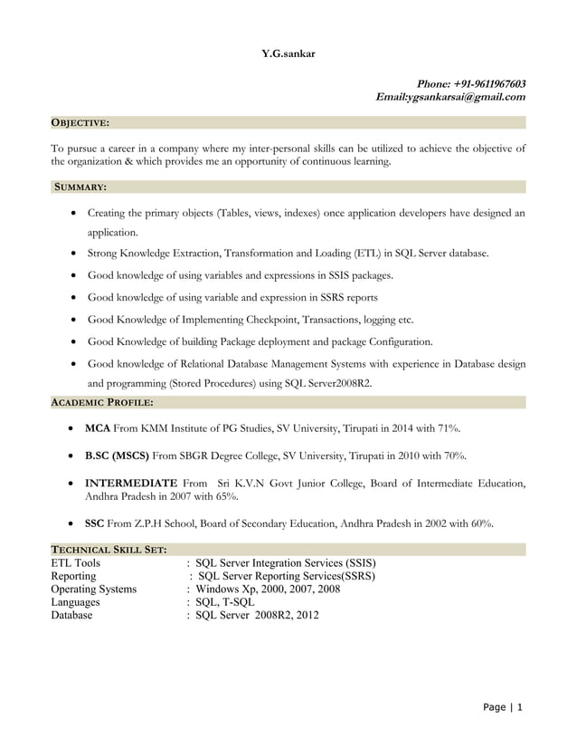 Gowri Mnc Resume Fresher Sql Server PDF Gowri mnc resume fresher sql server pdf