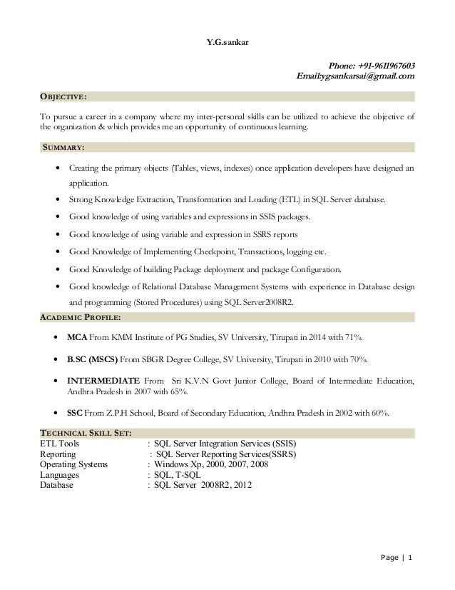 resume format for freshers for mnc company