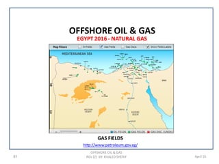 81 April 16
EGYPT 2016 - NATURAL GAS
GAS FIELDS
http://www.petroleum.gov.eg/
OFFSHORE OIL & GAS
REV (2) BY: KHALED SHERIF
OFFSHORE OIL & GAS
 