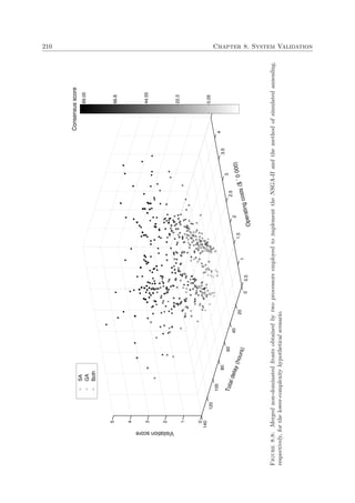 210 Chapter 8. System Validation
0.5
1
1.5
2
2.5
3
3.5
4
4.5
0
20
40
60
80
100
120
140
0
1
2
3
4
5
Operatingcosts($’0000)
Totaldelay(hours)
Visitationscore
Consensusscore
0.05
22.3
44.55
66.8
89.05
SA
GA
Both
Figure8.8:Mergednon-dominatedfrontsobtainedbytwoprocessorsemployedtoimplementtheNSGA-IIandthemethodofsimulatedannealing,
respectively,forthelower-complexityhypotheticalscenario.
 
