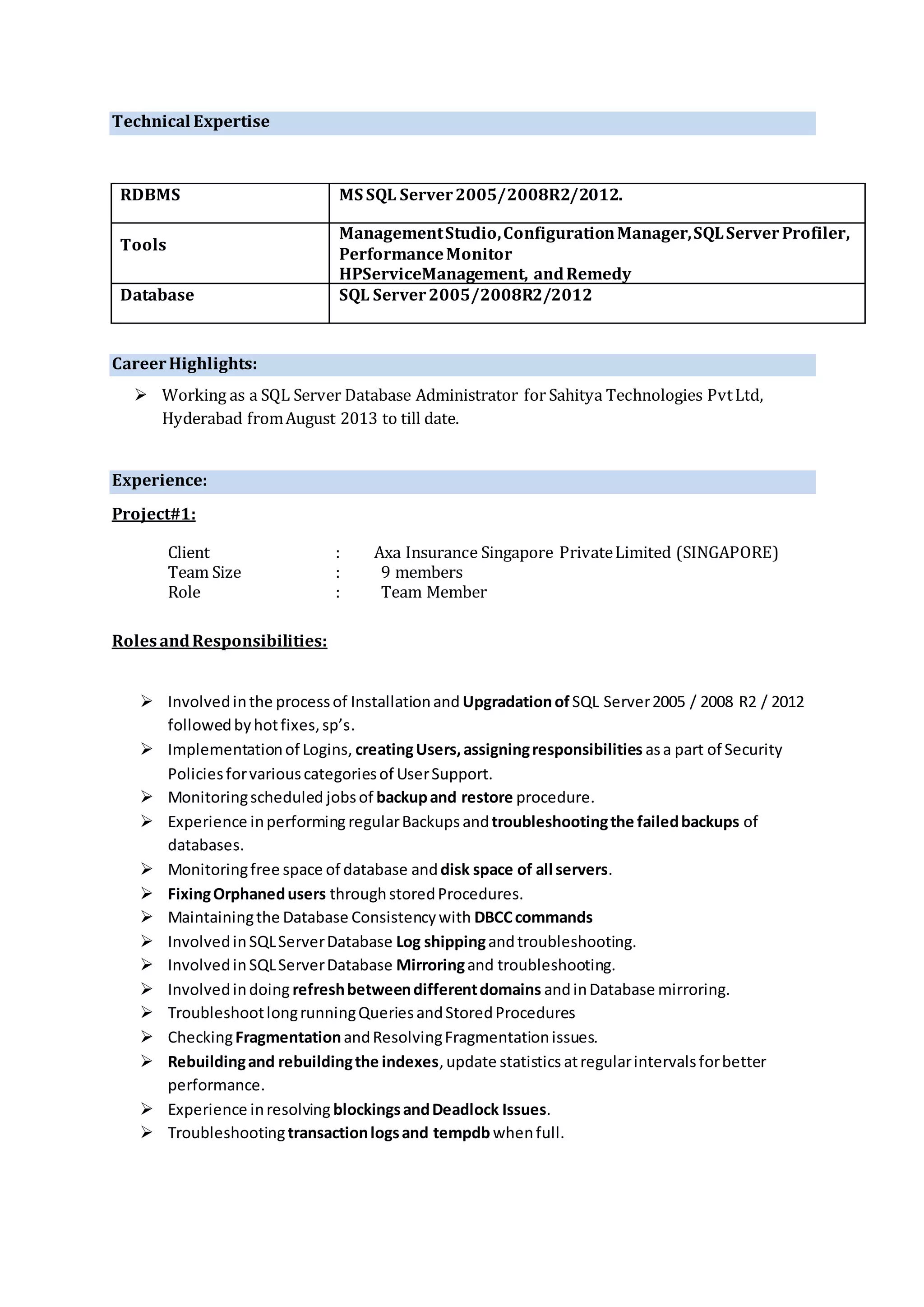 DBA Resume | PDF