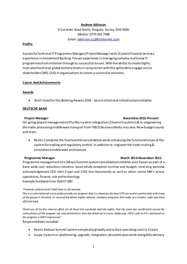 Award curriculum vitae image