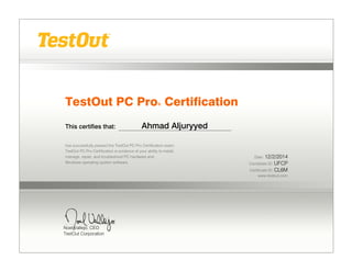 TestOut PC Pro Certification | PDF