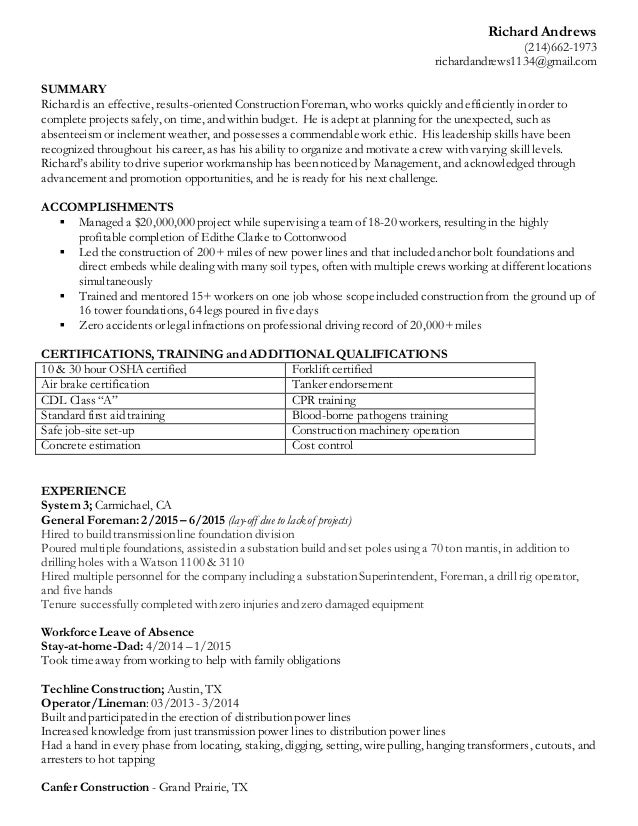 stay at home dad resume