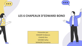 LES 6 CHAPEAUX D’EDWARD BONO
Présentée par:
HASSAR Ferdaouss
CHAHID Rim
SAHABA Safaa
MANIERE Oumaima
 