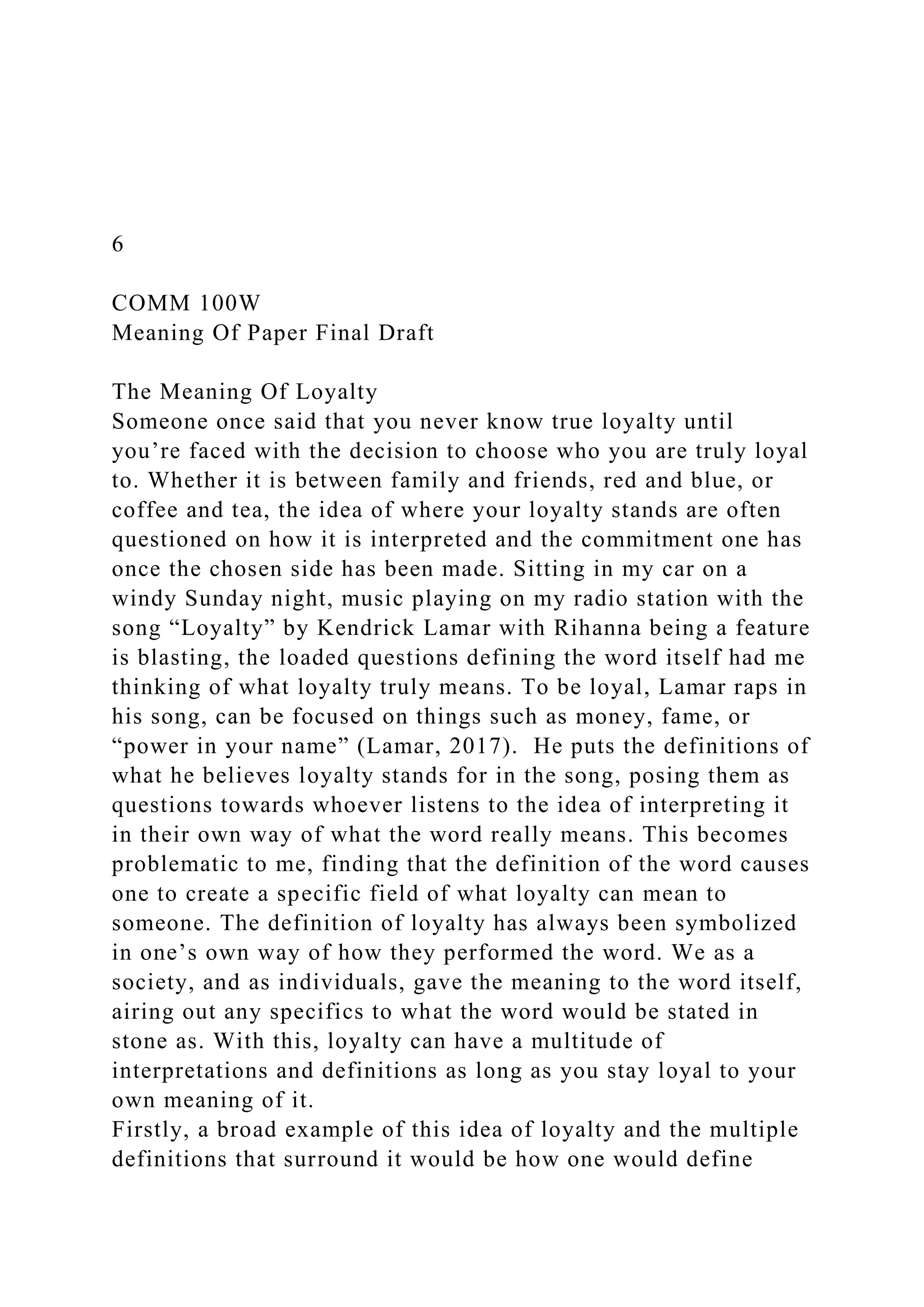 The Meaning of Loyalty in Different Contexts | PDF