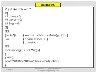 6 compiler lab - Flex | PPTX