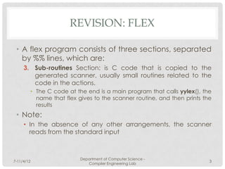 6 compiler lab - Flex | PPTX | Programming Languages | Computing