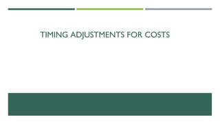 TIMING ADJUSTMENTS FOR COSTS
 