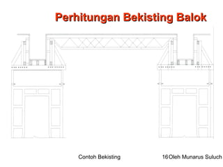 Contoh Bekisting Oleh Munarus Suluch16
Perhitungan Bekisting BalokPerhitungan Bekisting Balok
 