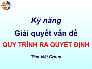 Kỹ năng Giải quyết vấn đề QUY TRÌNH RA QUYẾT ĐỊNH Tâm Việt Group 