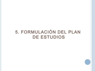 5. FORMULACIÓN DEL PLAN
DE ESTUDIOS
 