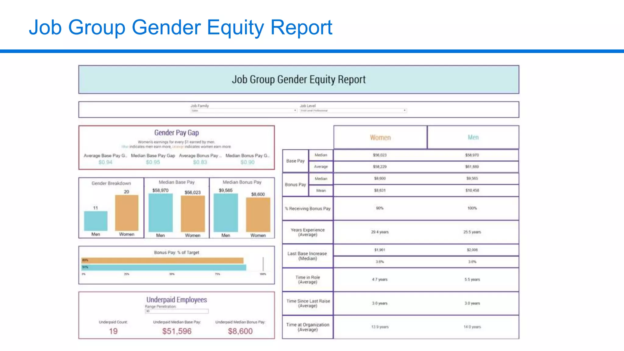 Job Group Gender Equity Report
 